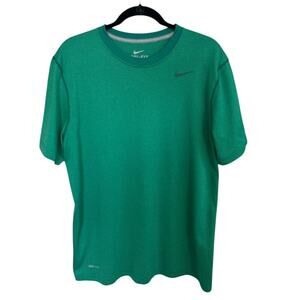 Nike Men's Dri-Fit Touch Training T-Shirt Green Stripe Size Large Short Sleeve